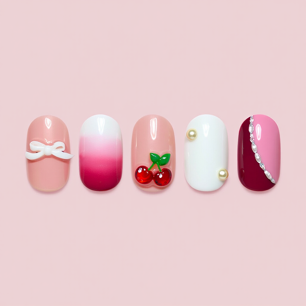Coquette nails 2025 trendy mix