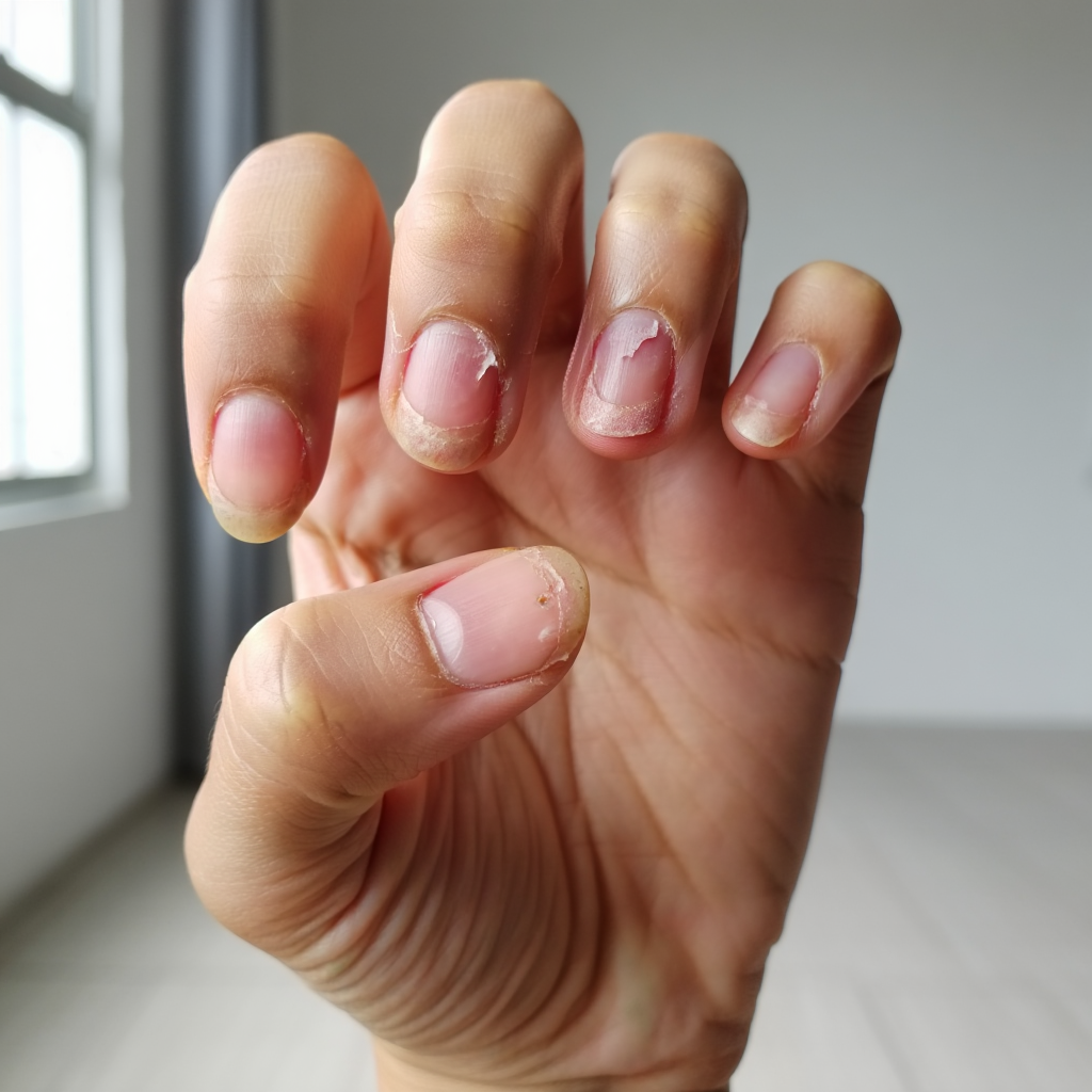 Nail damage before after comparison